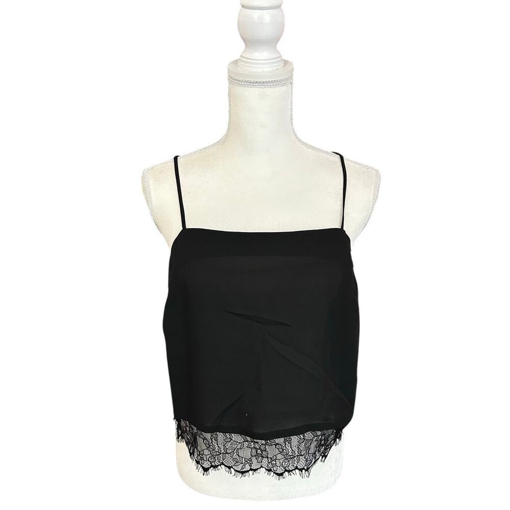 G. Reve Lace Trim Camisole Black Women Top Size Large Goth Y2K Grunge Sexy Chic - Picture 3 of 9
